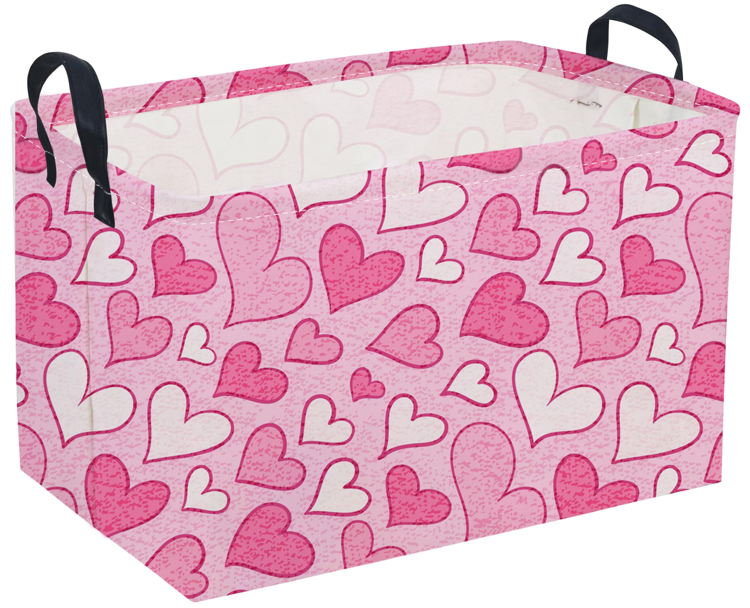 Sanjiaofen rectangular Valentine’s basket front view with leather handles for easy movement.