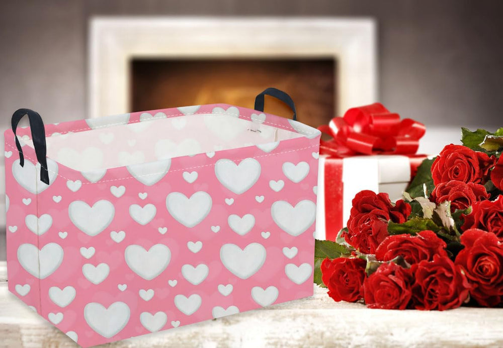 Sanjiaofen pink bedroom setup with Valentine basket for organization