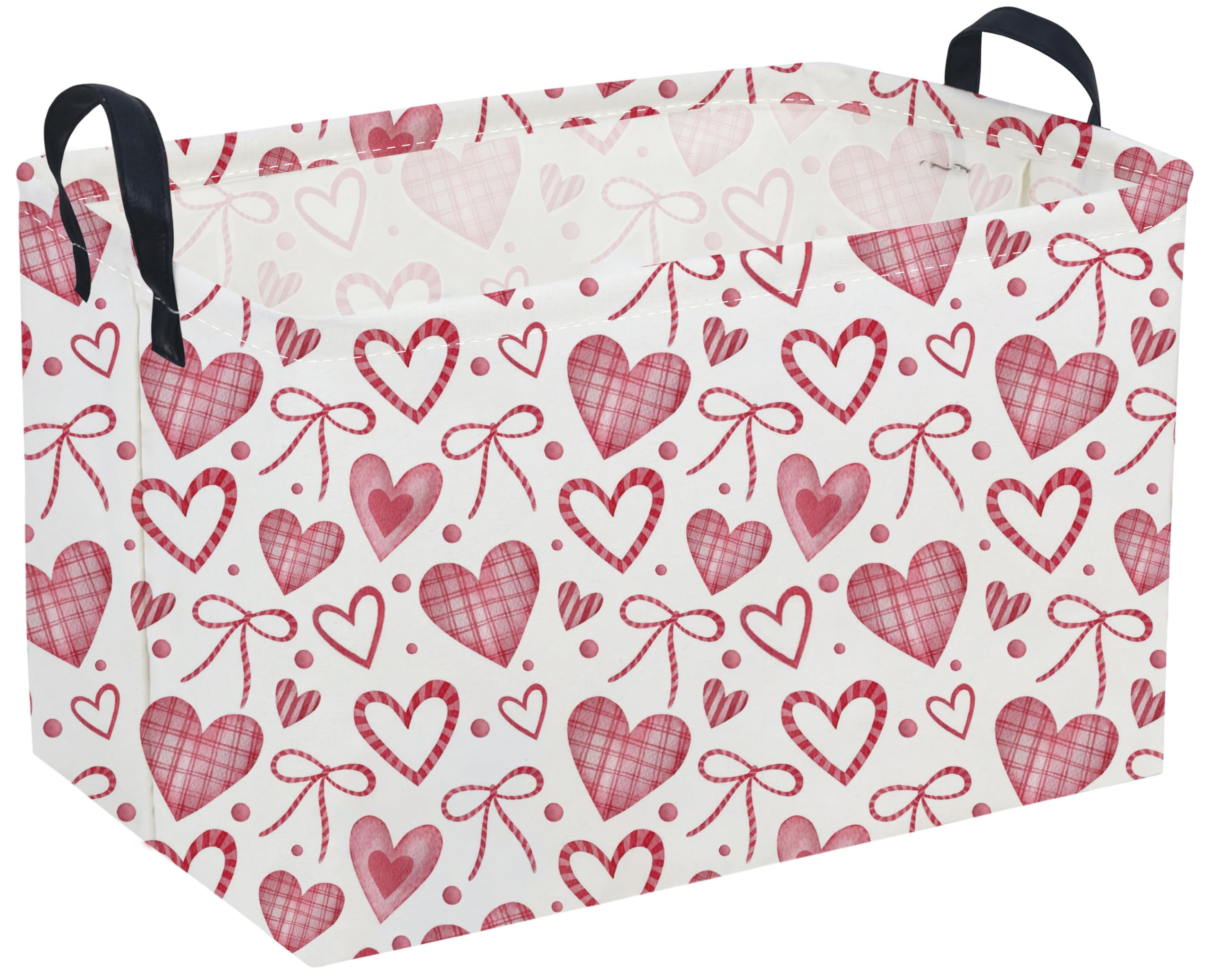 Sanjiaofen rectangular Valentines basket with handles for easy transport and organization.