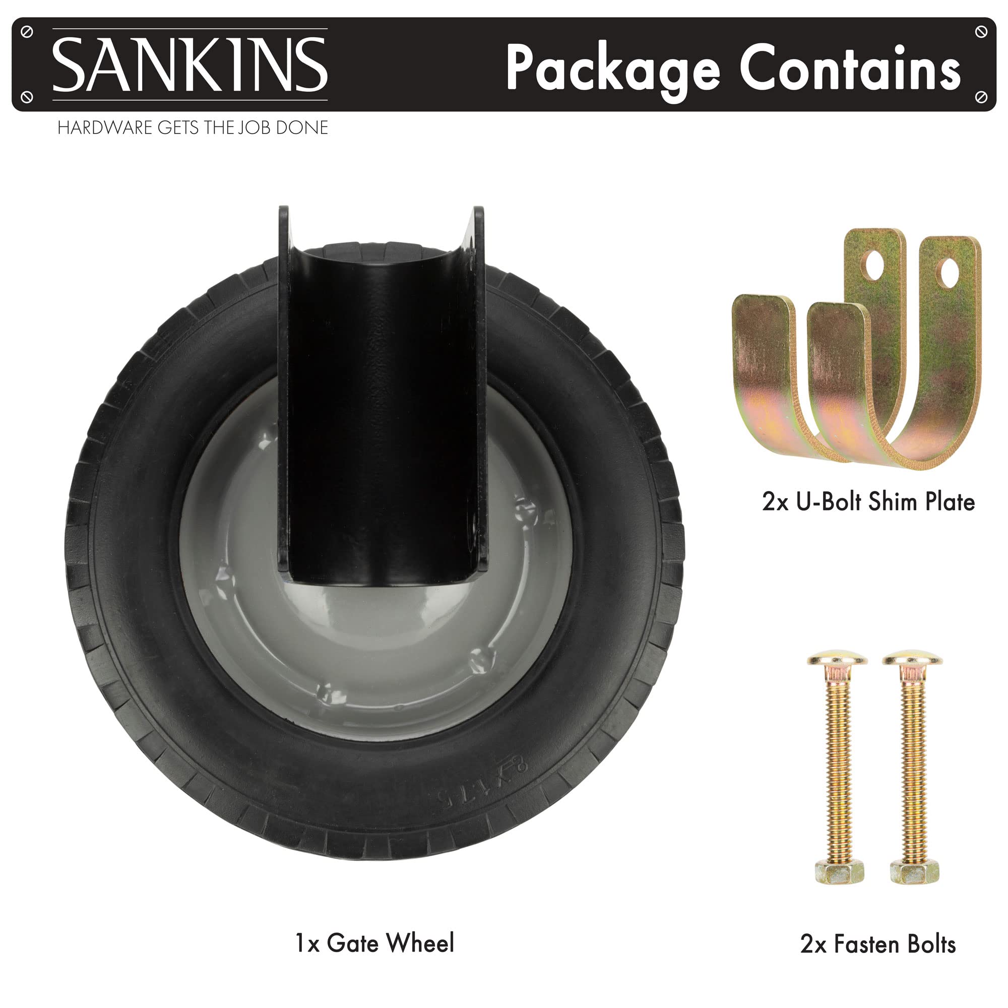 SANKINS 8in rubber wheel endures outdoors with non-slip grip