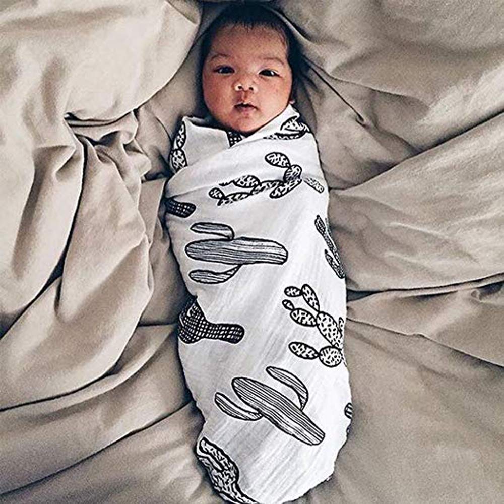 SANNIX cactus muslin swaddle blanket closeup showing soft texture for gentle wrapping