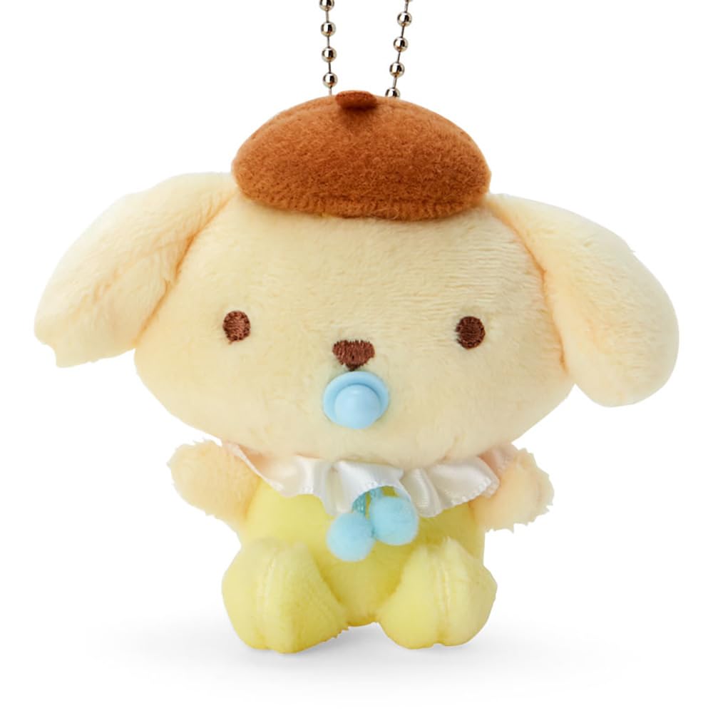 Sanrio Pompom Pudding Baby Chair Mat materials close-up shows polyester and ABS for durability.