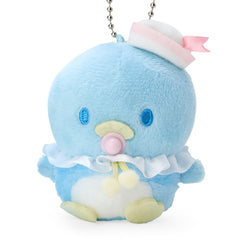 SANRIO tuxedo-thumb side view demonstrates compact size fits small chairs