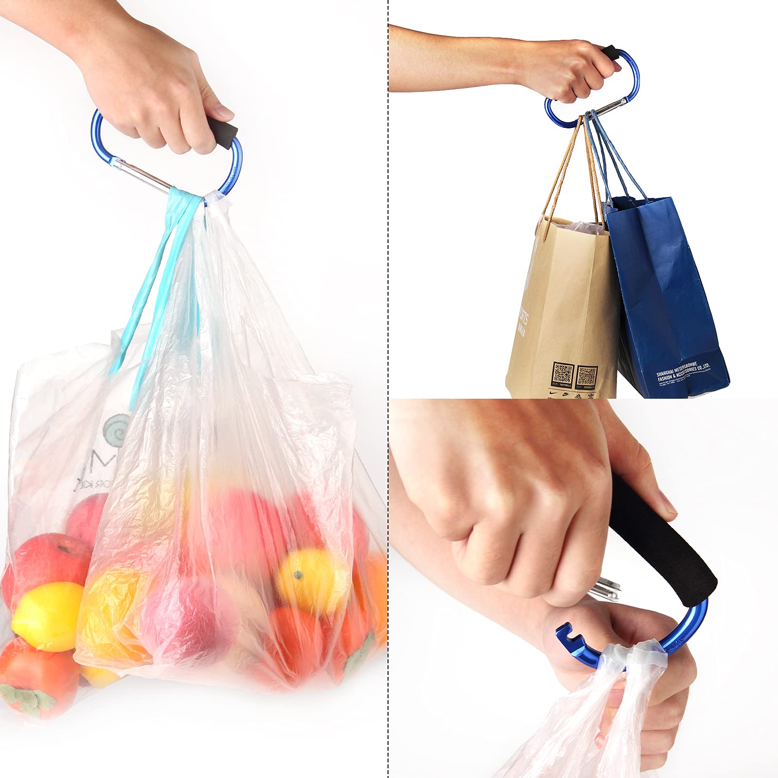 Sansheng stroller-hook-use carabiner illustrates easy parenting on errands.