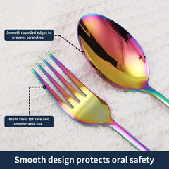 Sanyannis Rainbow Silverware is dishwasher-safe for easy cleanup