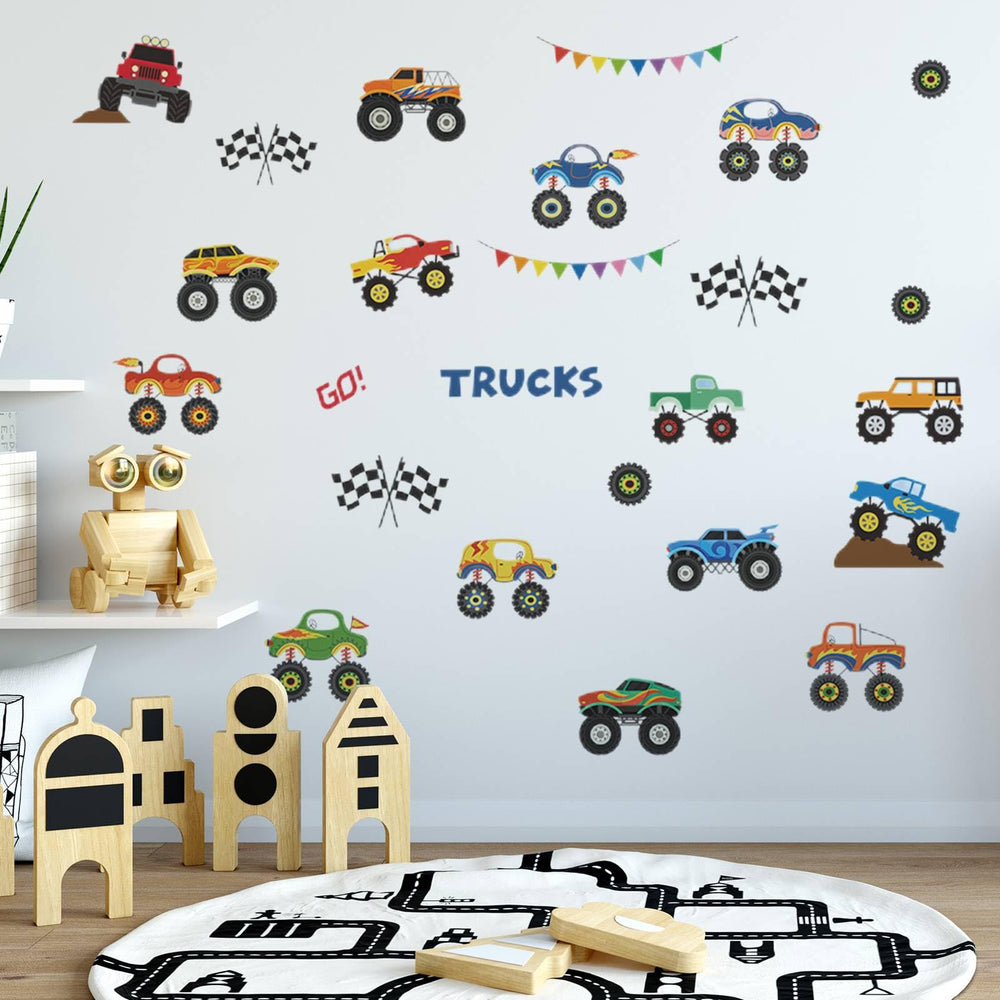 Saomour Monster Truck Stickers closeup colors showcase durable PVC and waterproof finish