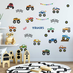 Saomour Monster Truck Stickers closeup colors showcase durable PVC and waterproof finish