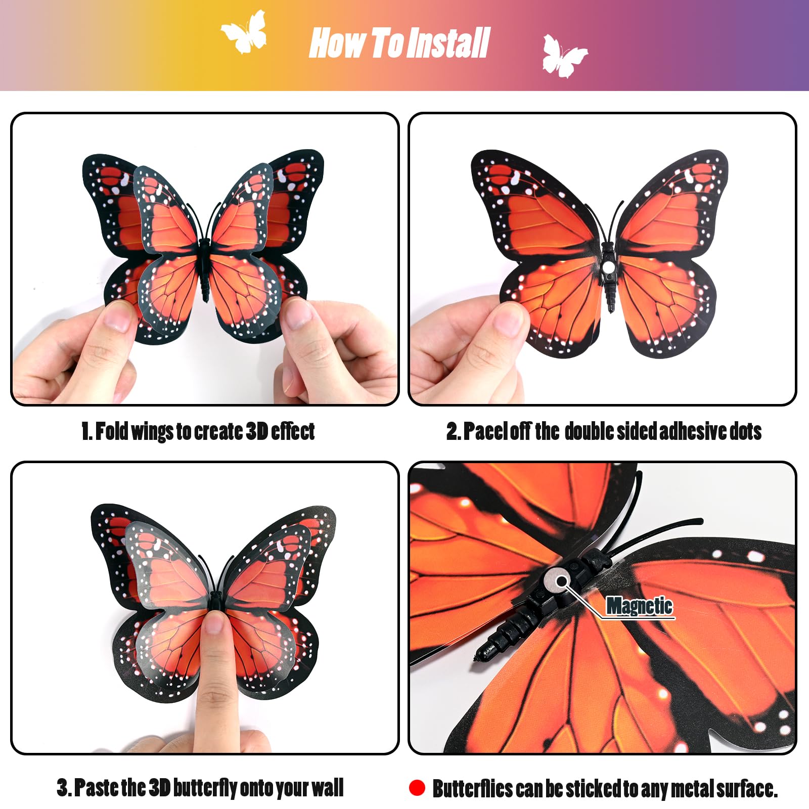 SAOROPEB 3D butterfly waterproof PVC is durable and reusable.