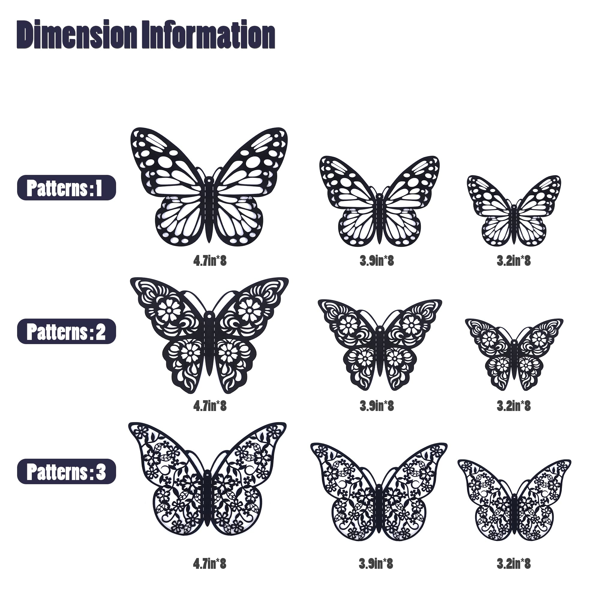 SAOROPEB 3D butterfly style2 5-inch bold wall art display.