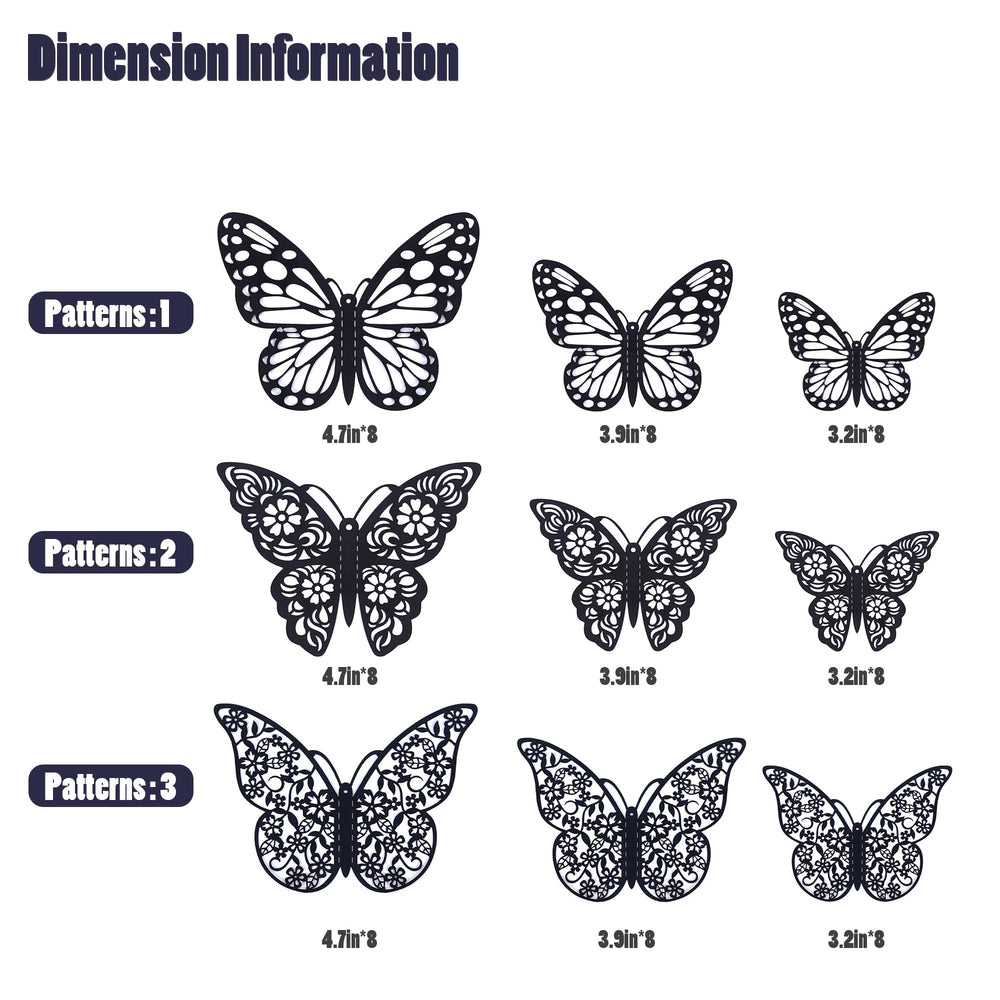 SAOROPEB 3D butterfly style2 5-inch bold wall art display.