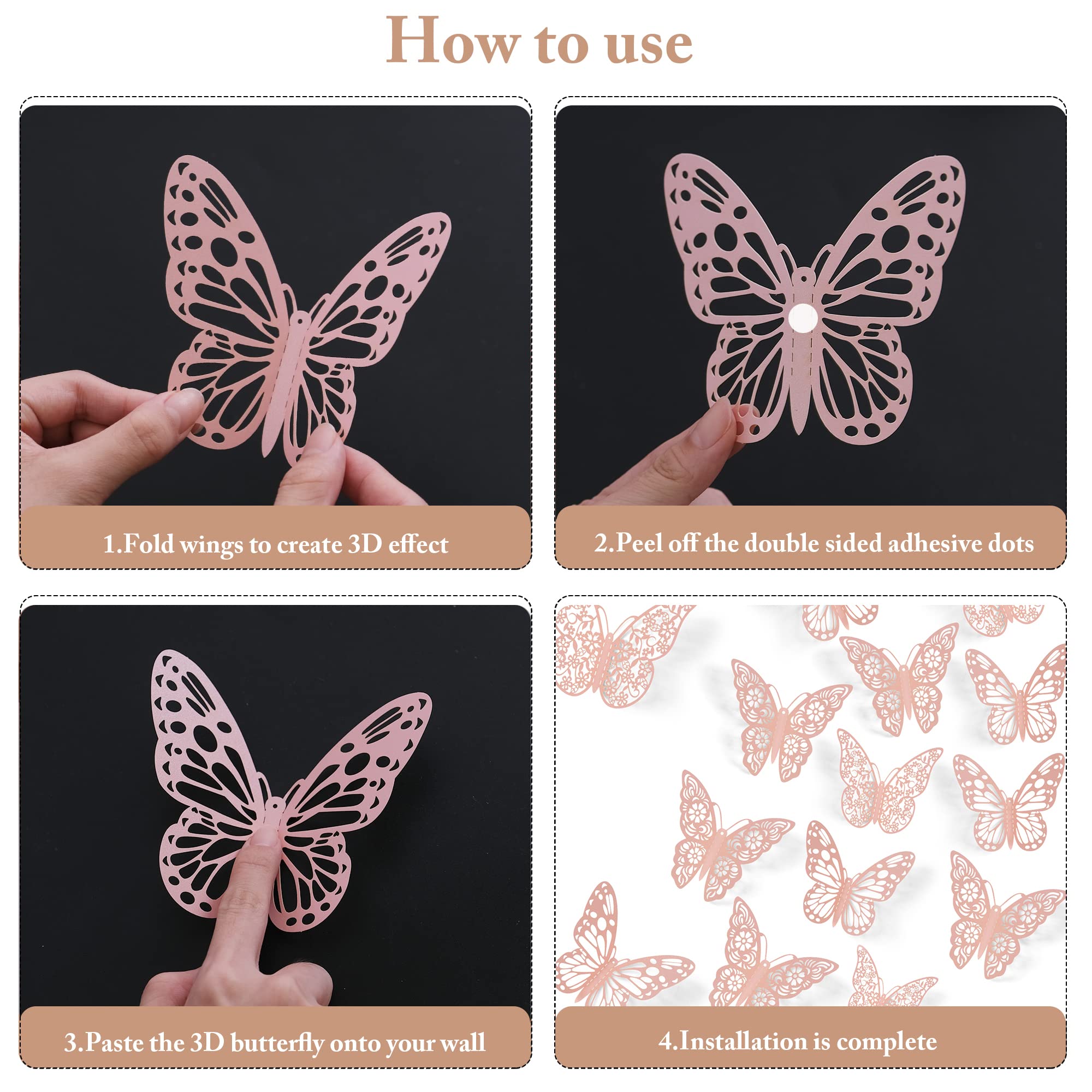 SAOROPEB 3D butterfly wall decal style 3 3in nursery accent