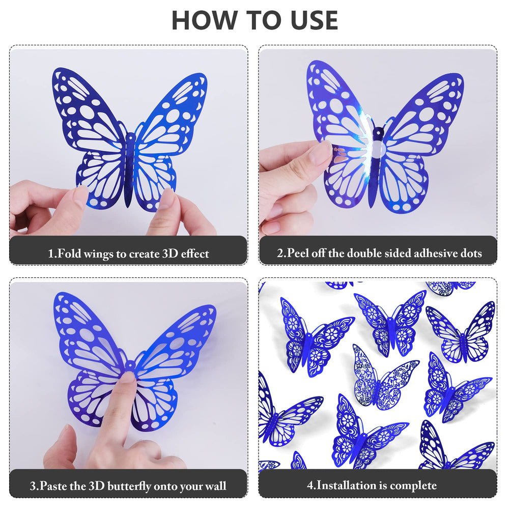 SAOROPEB 3D butterfly wall decal style3 3in versatile craft decor