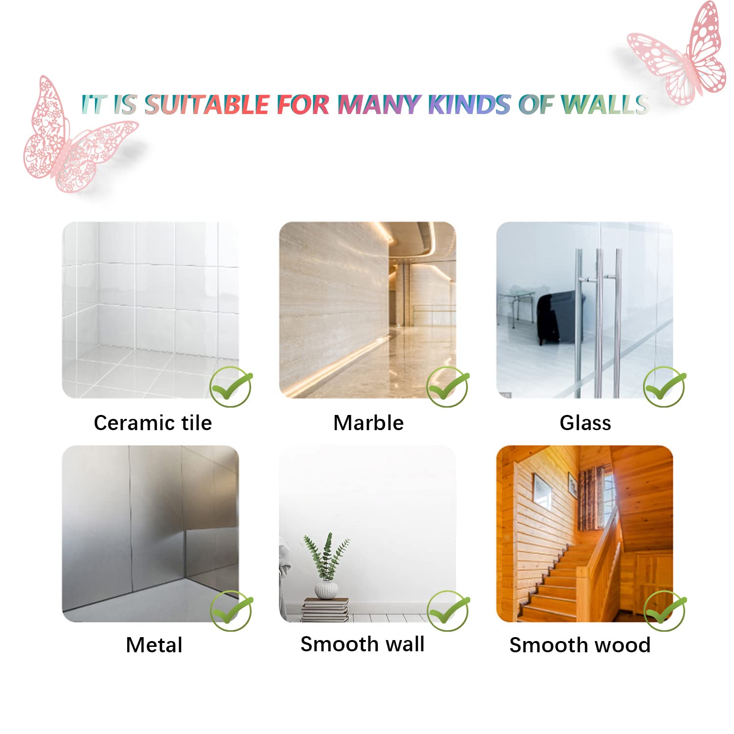 SAOROPEB 3D butterfly wall decal style 3 4in soft pink shimmer