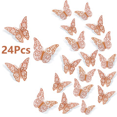 SAOROPEB 3D butterfly style1 3in rose gold for chic wall decor and easy setup