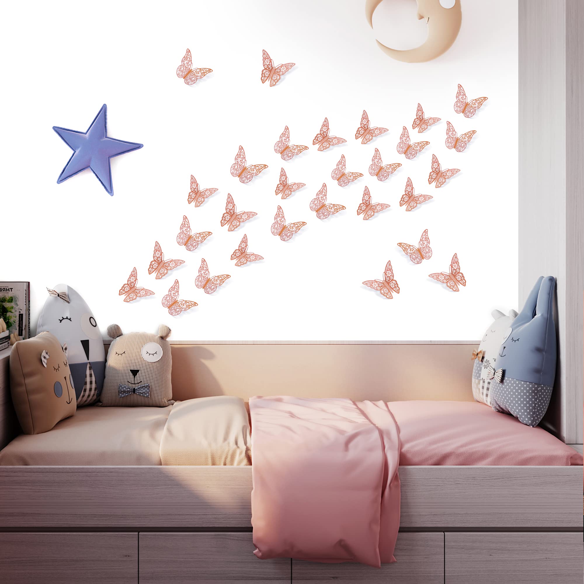 SAOROPEB 3D butterfly style1 5in rose gold creates focal wall accents with dramatic impact