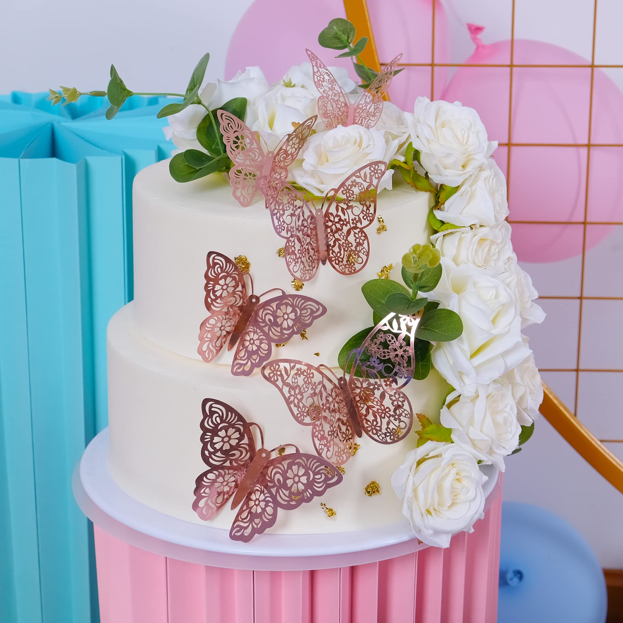 SAOROPEB 3D butterfly style2 4in rose gold complements party themes with metallic gloss