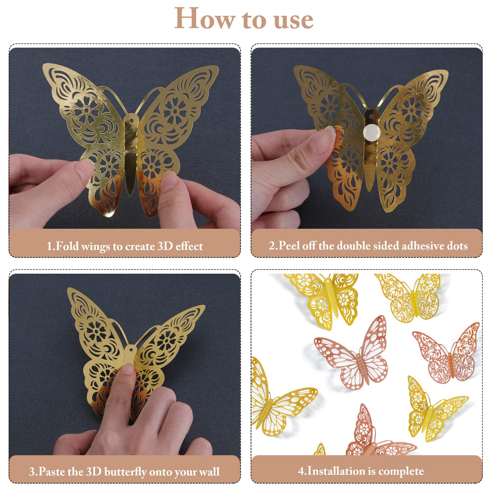 SAOROPEB 3D butterfly wall decor style3-3in adds whimsical charm to nurseries or classrooms.