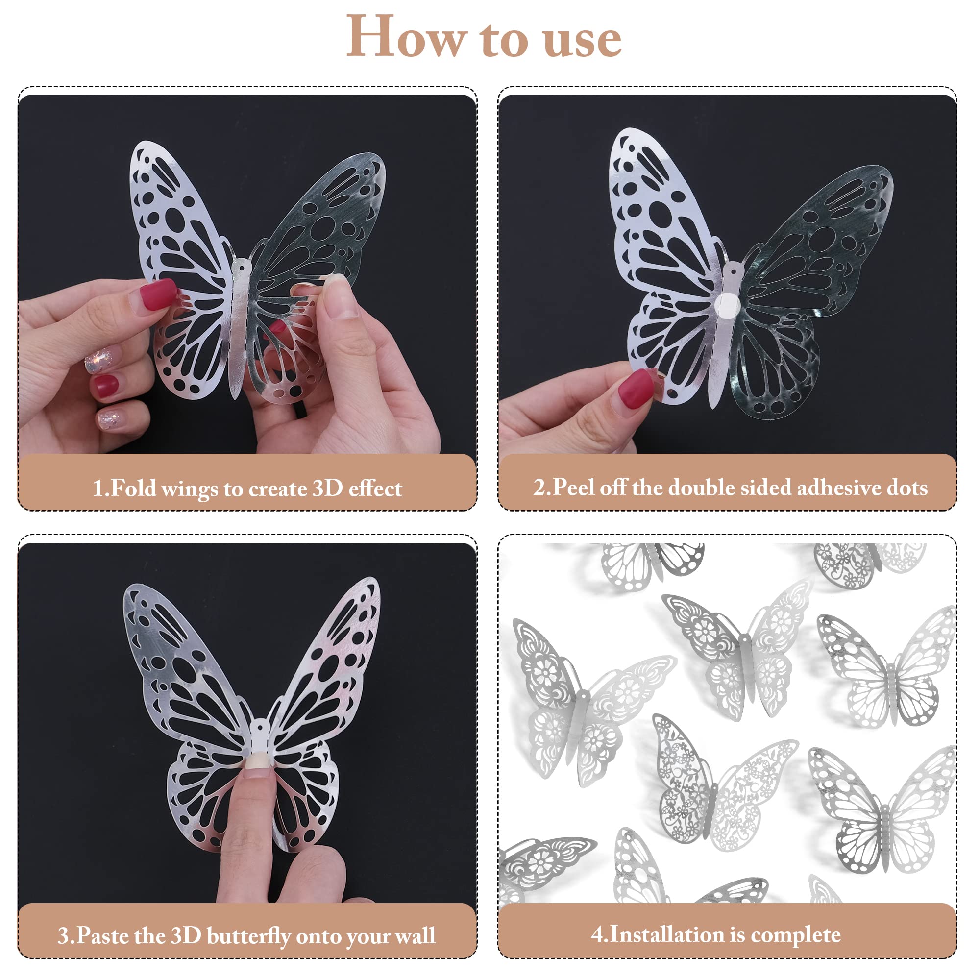 SAOROPEB 3D butterfly wall stickers Style 2, 5in, versatile for parties or photo backdrops.