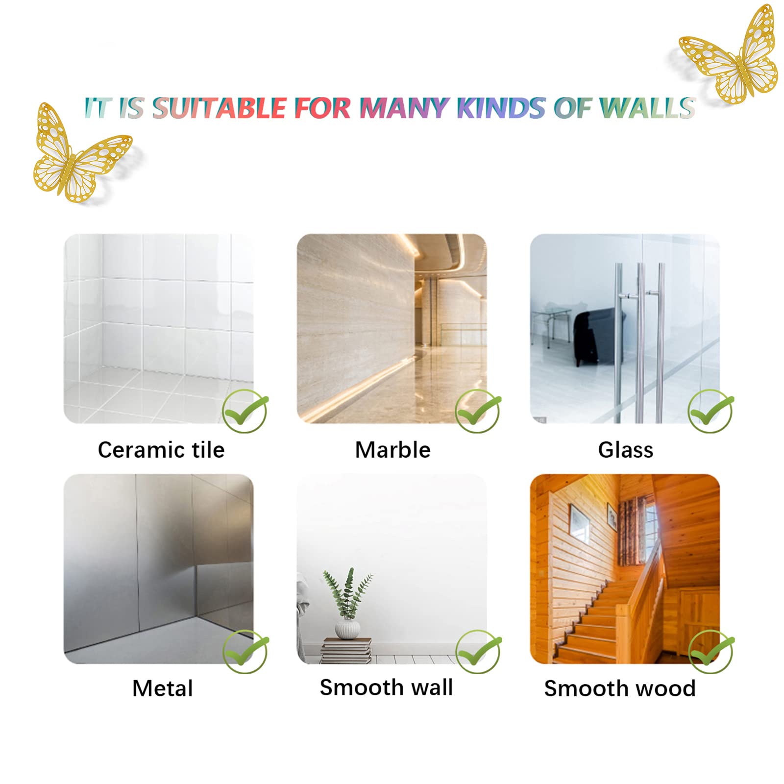SAOROPEB 3D butterfly wall stickers style3 4in removable and wall-safe decor