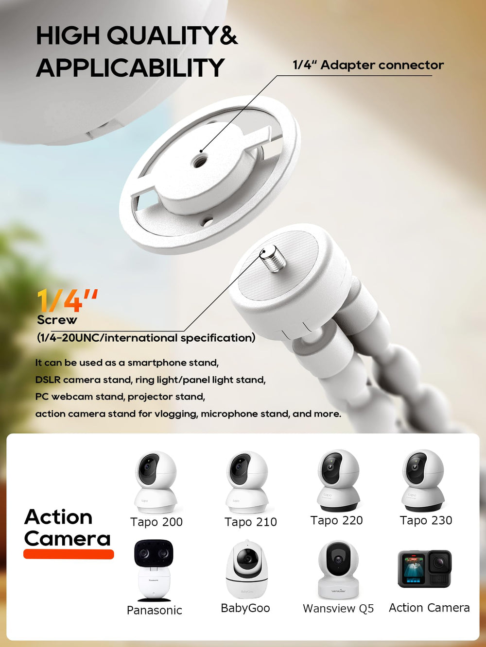 SAPESEHE anti-slip feet stabilize on uneven surfaces for steady monitoring.