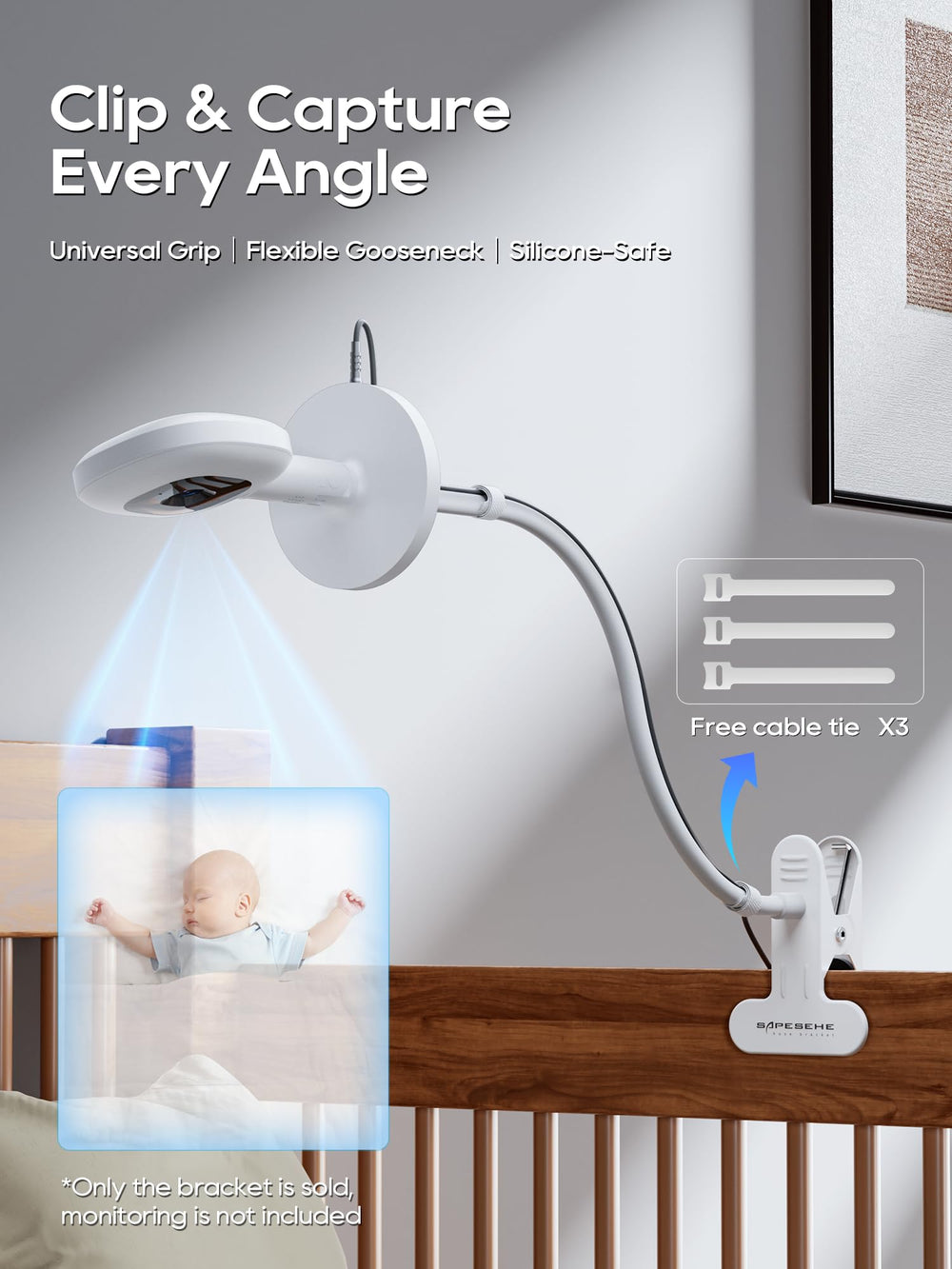 SAPESEHE clamp with non-slip padding protects furniture while holding monitor steady