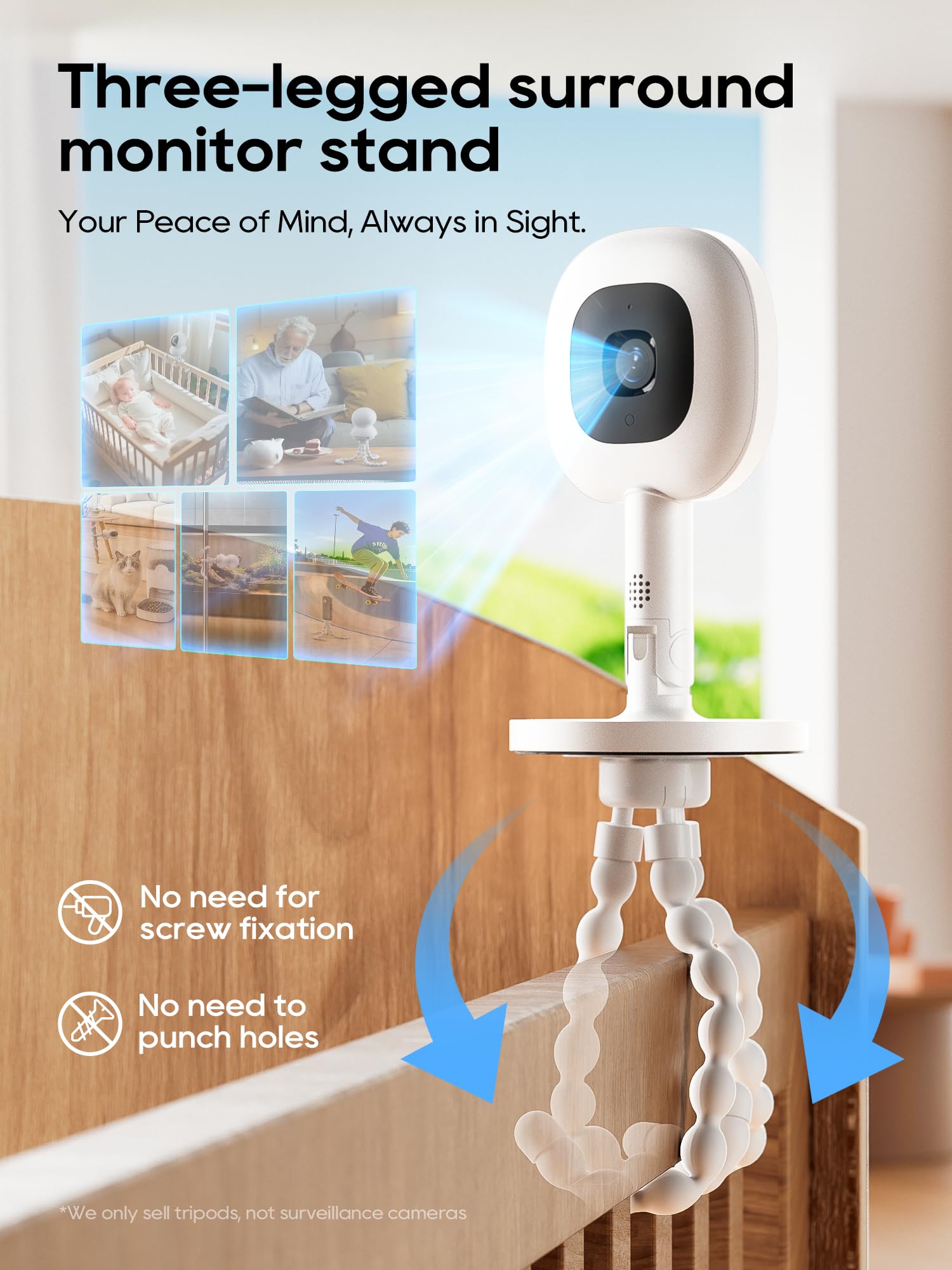 SAPESEHE baby monitor mount octopus-legs show flexible grip on irregular surfaces
