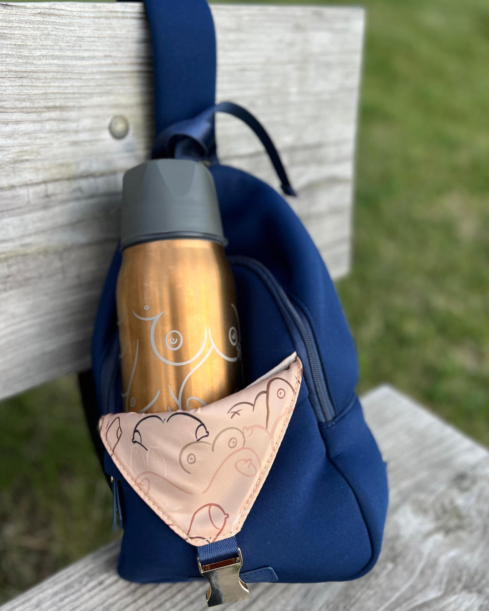 Allie Sling Bag external water bottle holder showing hydration-ready design.