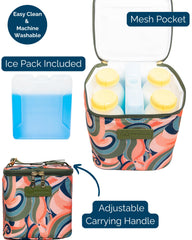 Sarah Wells Cold Gold bag opened to reveal the safety ice pack and cooling feature for day trips