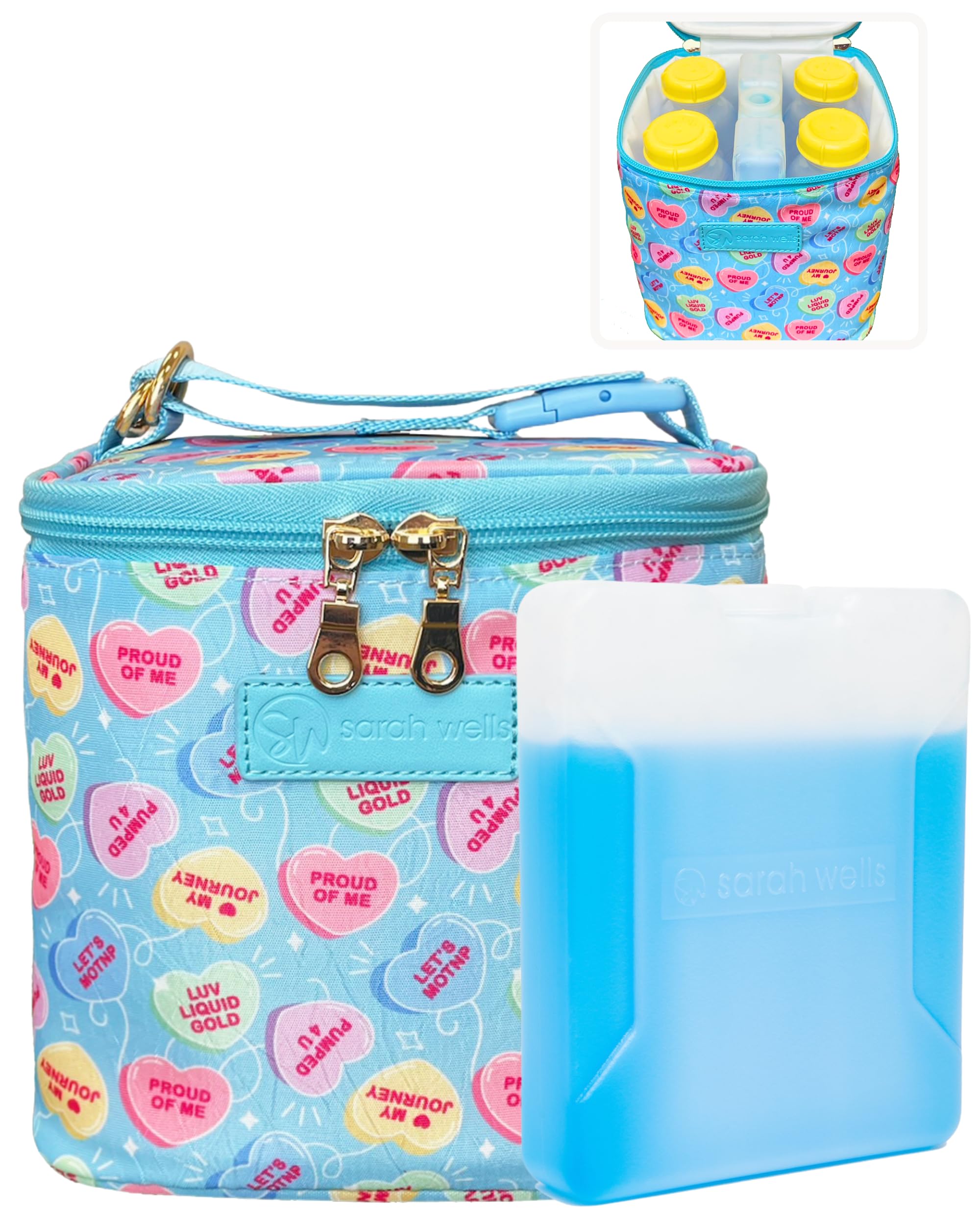 Sarah Wells Cold Gold cooler bag front view for on-the-go milk storage