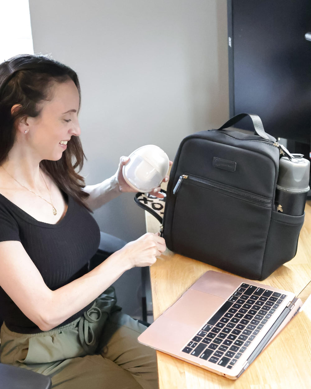 Sarah Wells Fifi mini backpack interior pocket for cords and small items