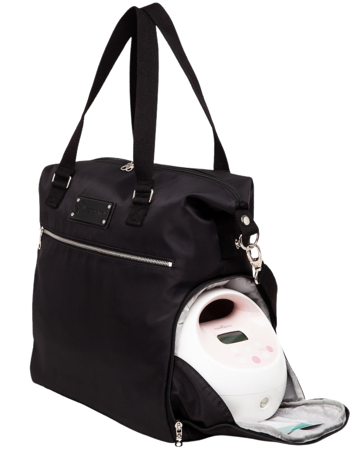 Sarah Wells Lizzy bag with insulated pocket keeps milk cool while on the go.