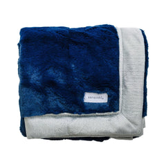 SARANONI navy-gray receiving blanket folded, ideal for gifting and everyday snuggle moments.