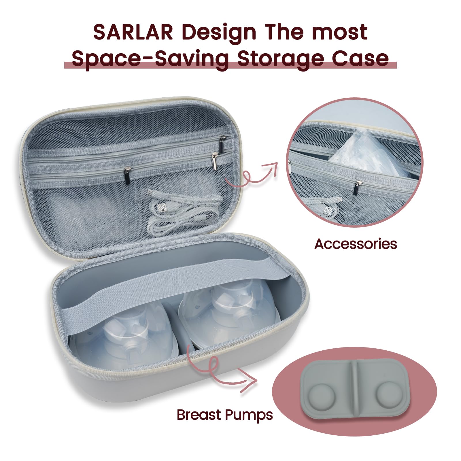 Sarlar large-capacity bag keeps pump, flanges, bottles organized during travel.