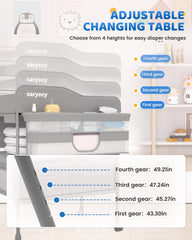 Saryocy changing table drawer storage keeps baby essentials neatly organized.