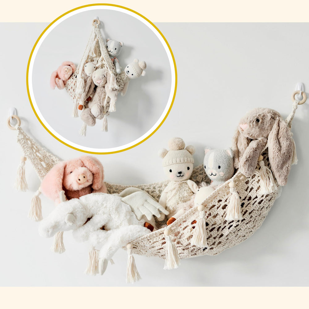 Sasa Baby macrame corner hammock soft storage fits small spaces