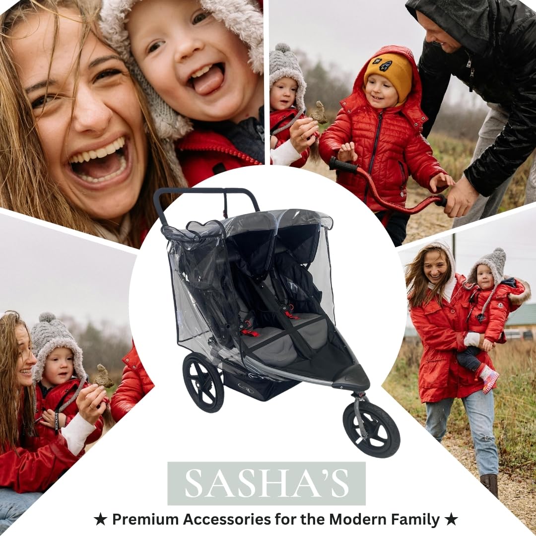 SASHA'S rain cover is travel-friendly for sudden weather on adventures.