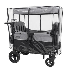 SASHA'S rain cover for Jeep Wrangler Deluxe 4 Seater shows full coverage with clear visibility.