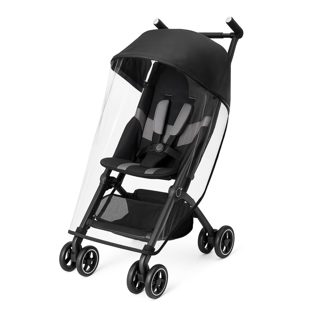 SASHA'S rain cover on gb Pockit+ All-Terrain stroller demonstrates rain-ready protection.