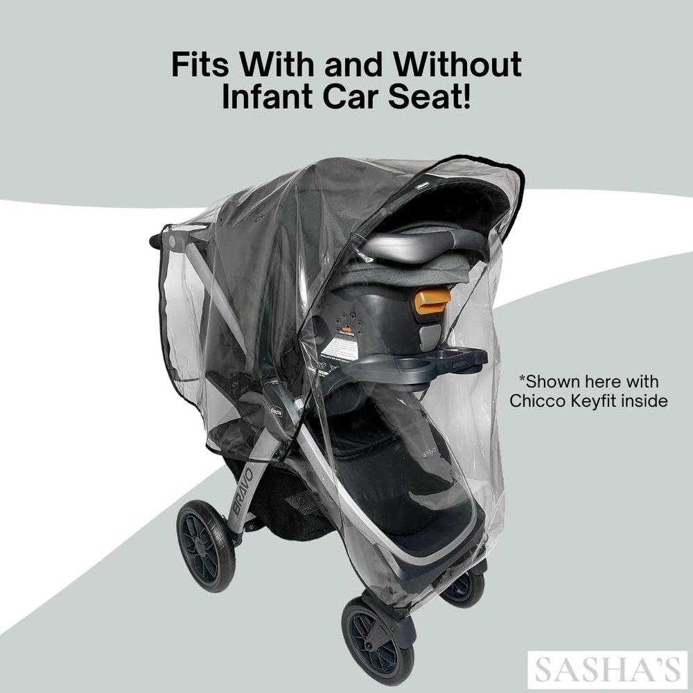 SASHA'S rain cover's travel-friendly design adapts to different configurations on the go.