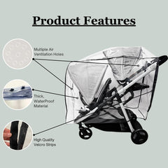 Sasha's Rain Cover ventilation-holes ensure airflow around Graco Ready2Grow LX 2.0.