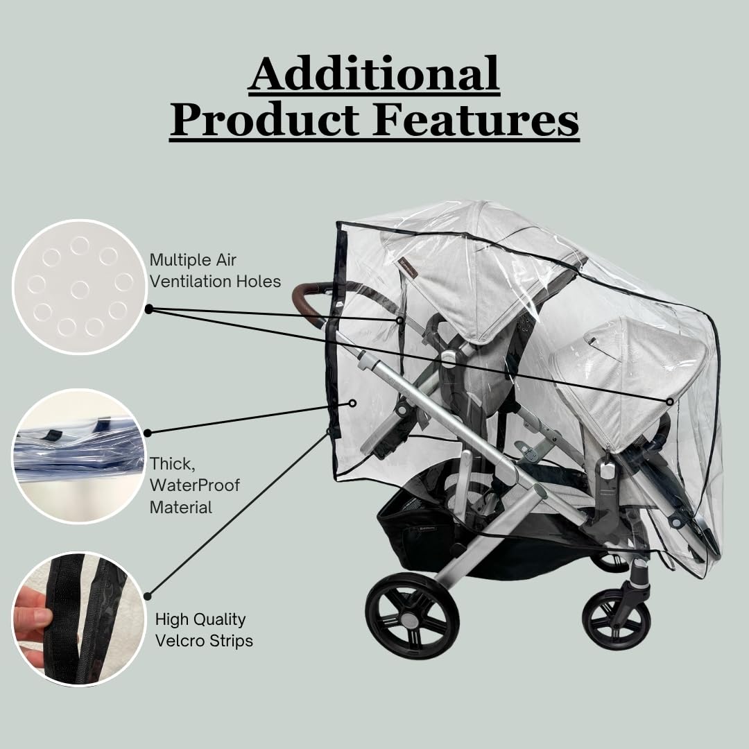 SASHA'S rain cover for Vista Double is travel-ready for on-the-go families.