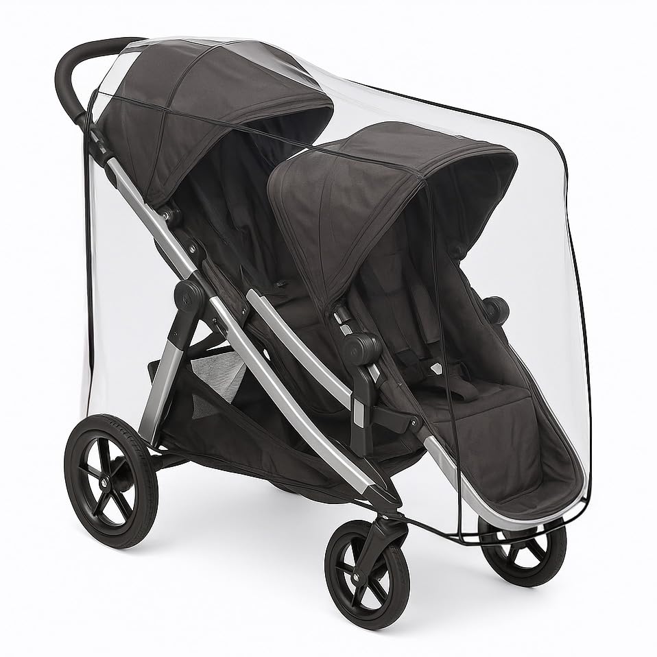 SASHA'S rain cover zipper detail enables easy on-off access.