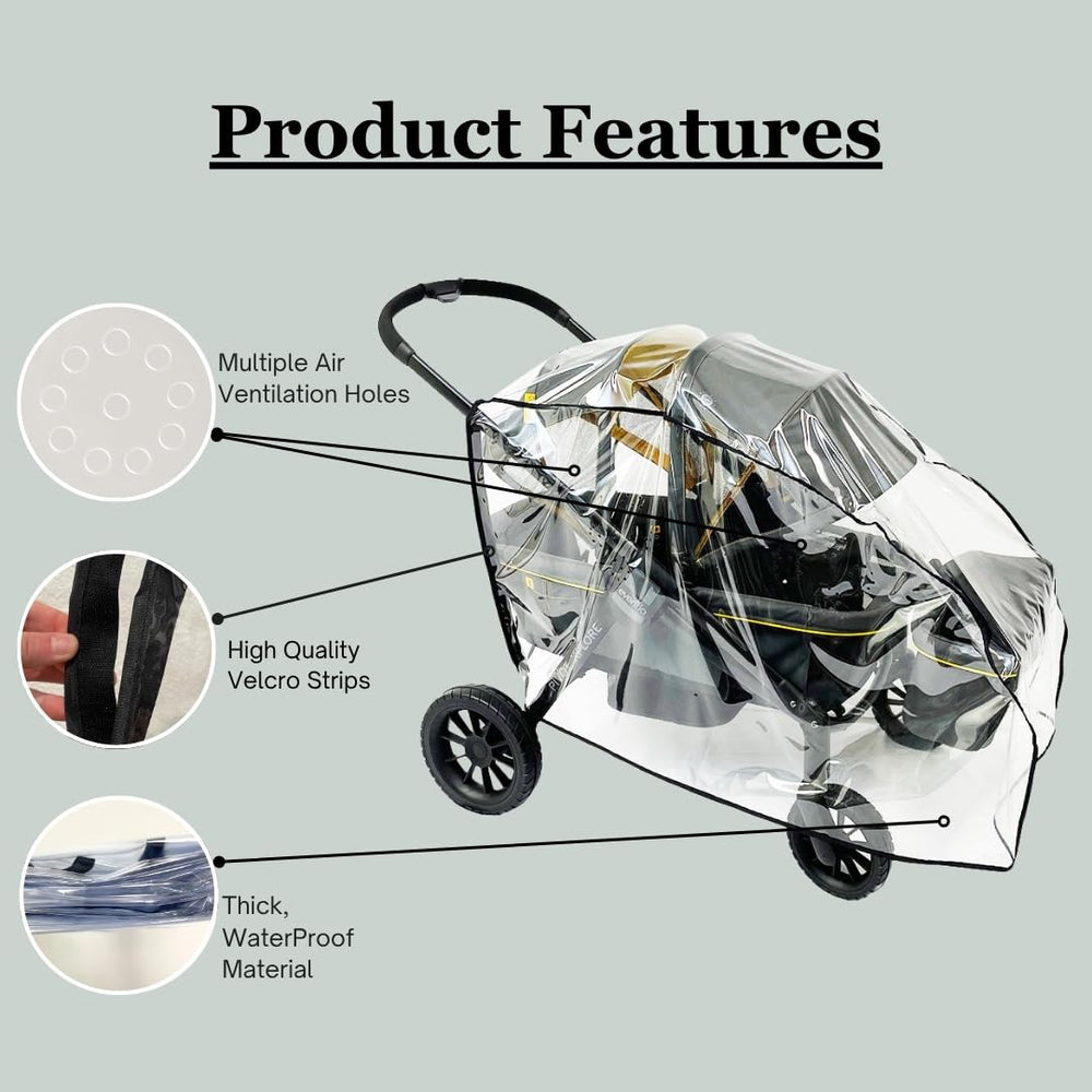 SASHA'S rain cover ventilation holes support breathing and airflow.