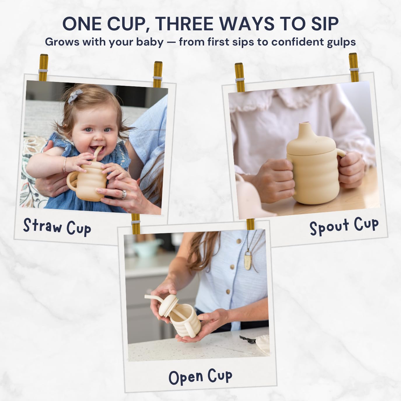 SASSIE KIDZ Vaanshie 3in1 design grows with toddler sipping stages.