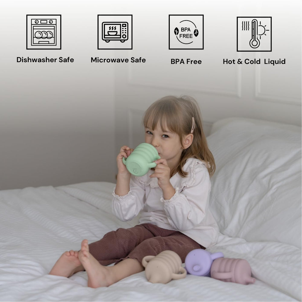 SASSIE KIDZ Vaanshie ergonomic 5.4 oz cup fits tiny hands easily.