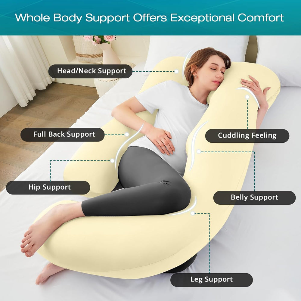 Sasttie 65 inch full-body pillow contours from head to feet for full-body comfort
