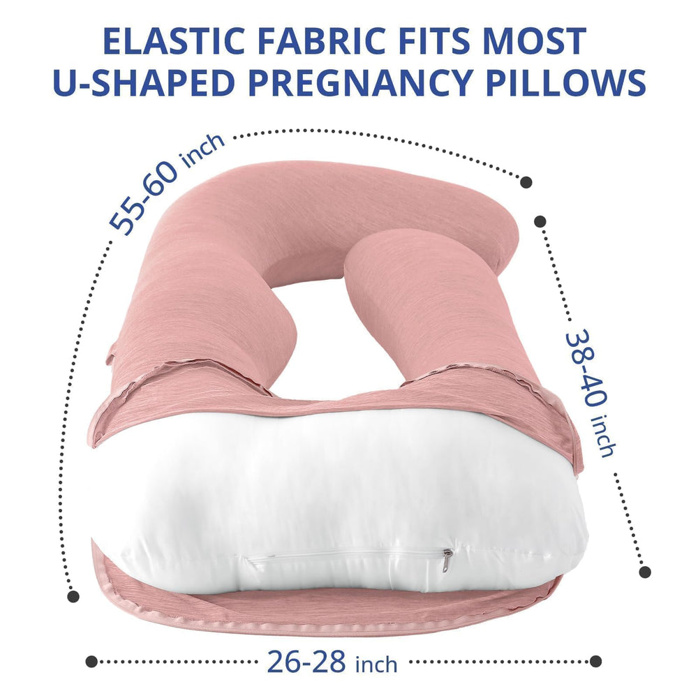 Sasttie blush cover fits 55-57 inch U-shaped pillows snugly.