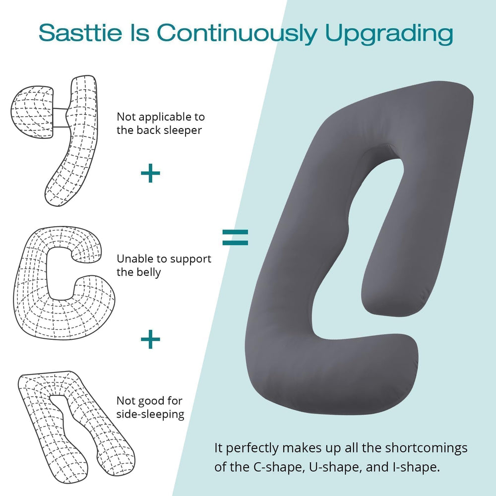 Sasttie ultra-soft removable cover highlights breathable, cooling fabric for peaceful nights.