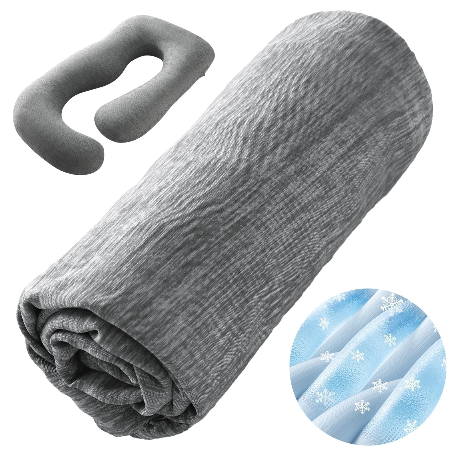 Sasttie cooling pillow cover grey color complements bedding and vibes
