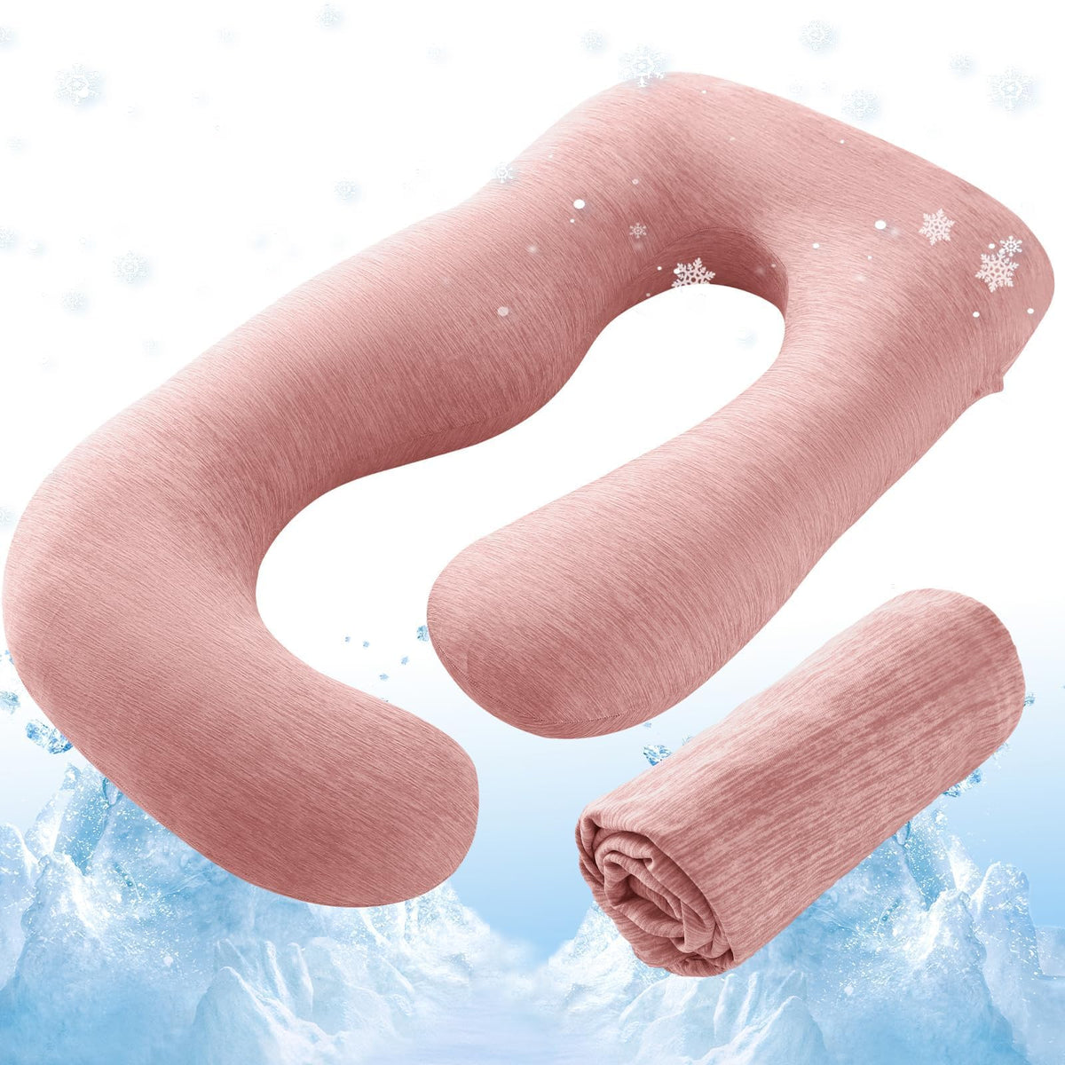 Sasttie cooling pillow cover blush fabric close-up shows soft-touch texture.